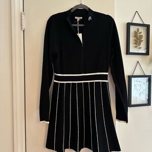 Chic Black and White Long Sleeve Dress